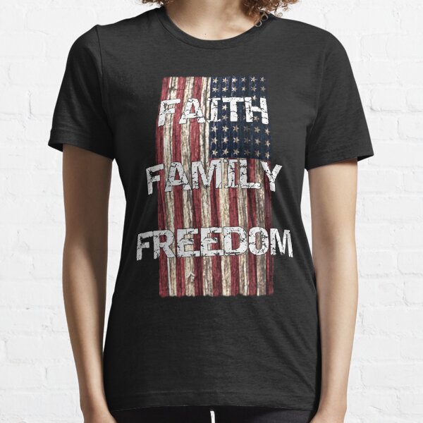  Faith Family Farming Freedom - Vintage USA Flag - ON BACK  T-Shirt : Clothing, Shoes & Jewelry