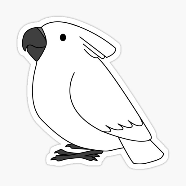 "Umbrella cockatoo parrot cartoon drawing" Sticker for Sale by