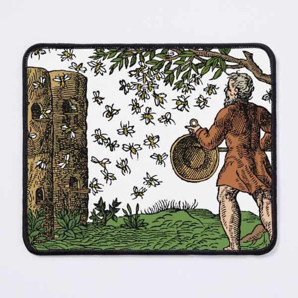 Item preview, Medieval Apiary, Beekeeper with His Bee Hives, Bees Swarming designed and sold by ScienceSource.