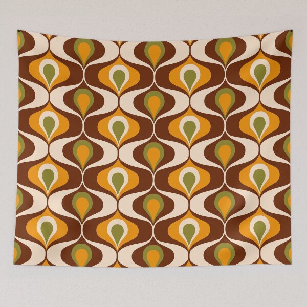 Item preview, Retro 70s ogee ovals brown mustard yellow designed and sold by Dana Du.