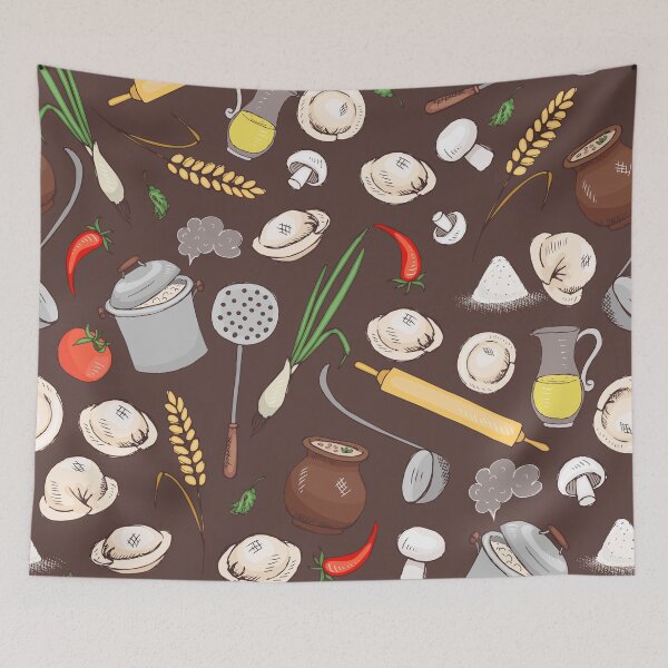 Item preview, Kitchen Pizza Tomato Vegetables Pasta Mushroom Pattern Plants Lovers Tropical Floral Farmer Chef Kitchen Vegan Restaurants Stuff Clothes Aprons Sock designed and sold by NOorYES.