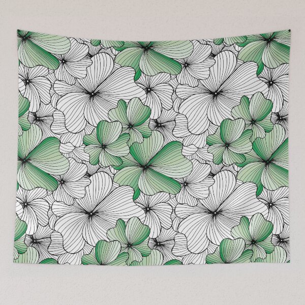 Item preview, green flowers pattern designed and sold by Argunika.