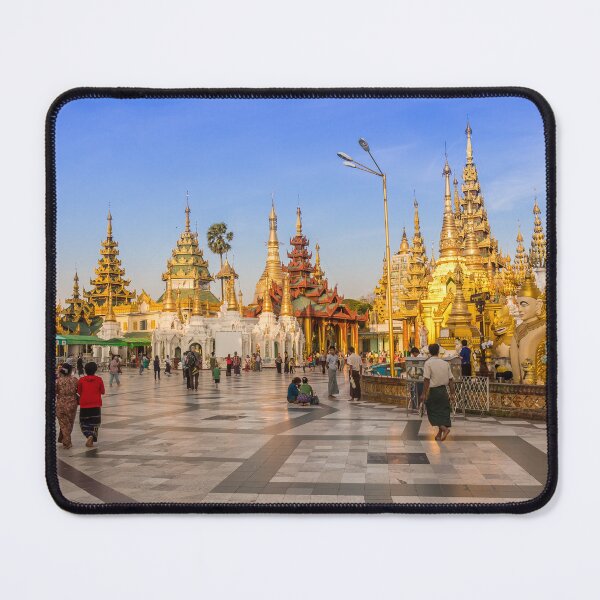 Item preview, People walking around the Shwedagon Pagoda in the evening sun, Yangon, Myanmar designed and sold by SnapTPhotograph.