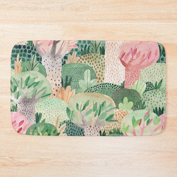 Item preview, Watercolor Green Pink Mountain Trees pattern designed and sold by jwebmarket.