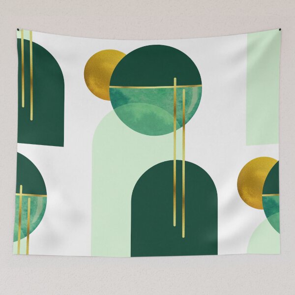 Item preview, Emerald Green Bauhaus Geometric Art designed and sold by SpaceEnhance.