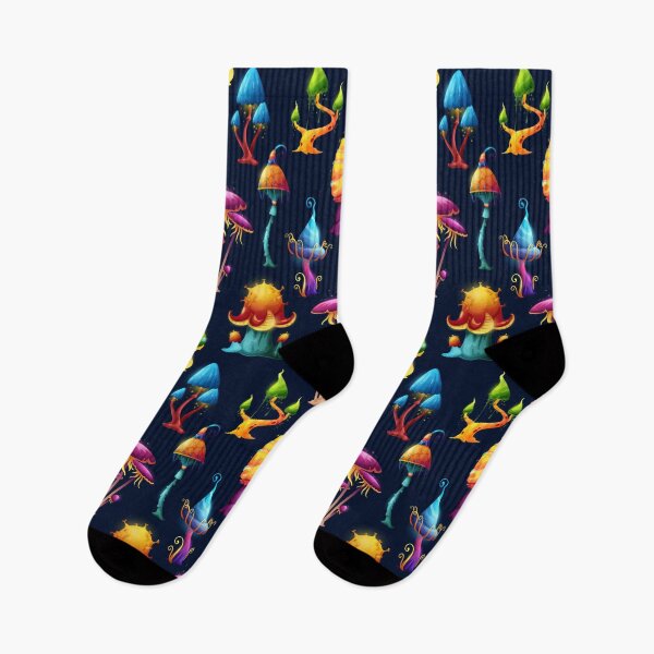 Item preview, Fantasy Colors Kitchen Pizza Tomato Vegetables Pasta Mushroom Pattern Plants Lovers Tropical Floral Farmer Chef Kitchen Vegan Restaurants Stuff Clothes Aprons Sock designed and sold by NOorYES.