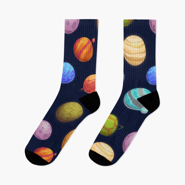 Item preview, Cartoon space planets and stars seamless pattern Sock Socks For Women Men Valentines Day Gift Idea For Science Teachers designed and sold by NOorYES.
