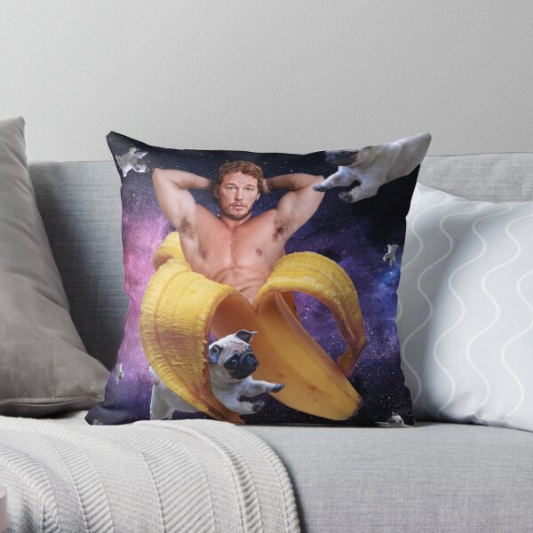 Banana Pratt in the Sky with Pugs Throw Pillow