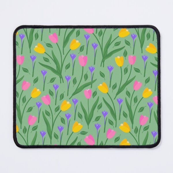 Item preview, Colorful Spring Flowers Tulips Crocuses jade green designed and sold by Dana Du.