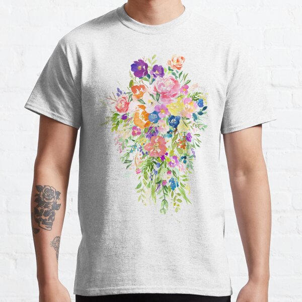 M T Shirts Watercolor Pastel Colored Romantic Florals Petals and Buds Art Print M T Shirts Watercolor Pastel Colored Romantic Florals Petals and Buds Art Print