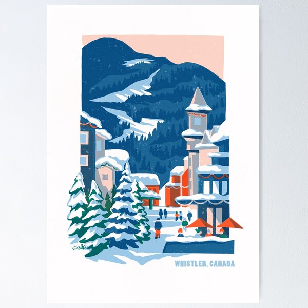 Item preview, Whistler village - skiing and snowboarding winter scene designed and sold by BonusClothingCo.
