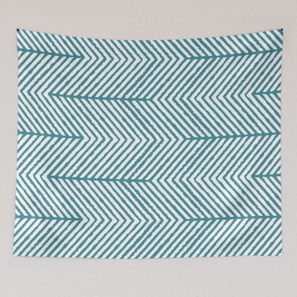 Item preview, Aqua and White Diagonal Chevron Stripe Pattern - Krylon 2022 Color of the Year Satin Rolling Surf designed and sold by ColorOfTheYears.