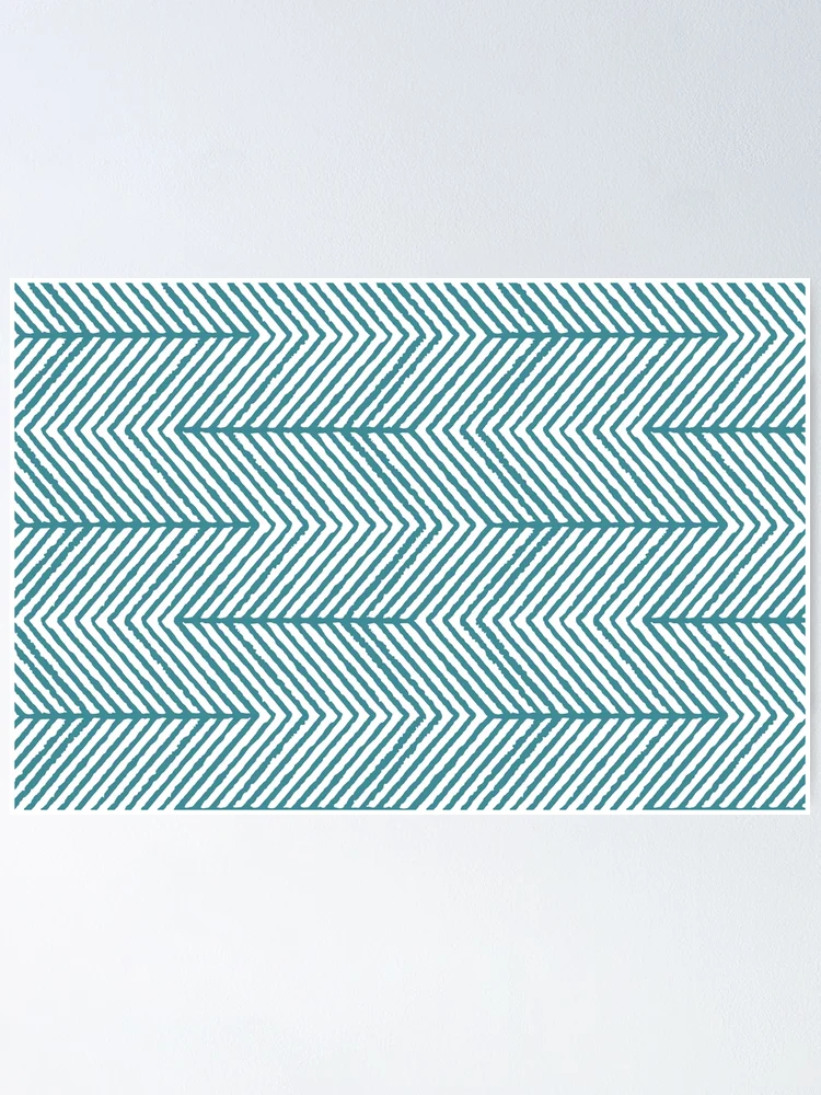 Imagen 1 de 3, Póster con la obra Aqua and White Diagonal Chevron Stripe Pattern - Krylon 2022 Color of the Year Satin Rolling Surf, diseñada y vendida por ColorOfTheYears.
