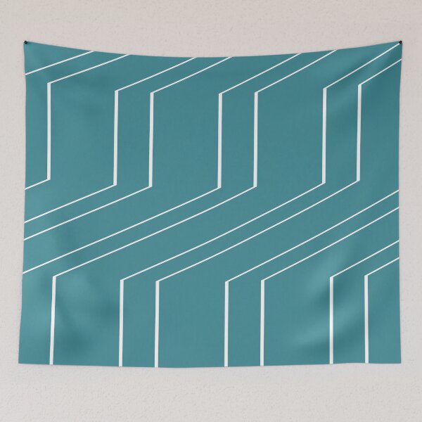 Item preview, Aqua and White Vertical Offset Stripe Pattern Pairs Krylon 2022 Color of the Year Satin Rolling Surf designed and sold by ColorOfTheYears.