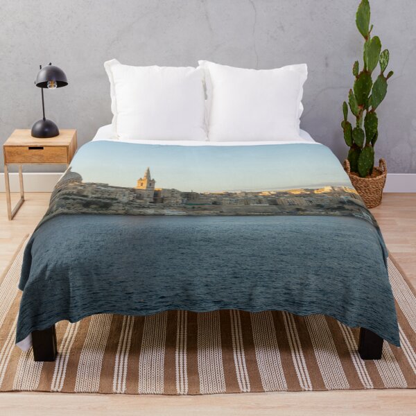Item preview, Valletta Malta Skyline - Marsamxett Harbour with Tiny Fishing Boats designed and sold by Georgia Mizuleva.
