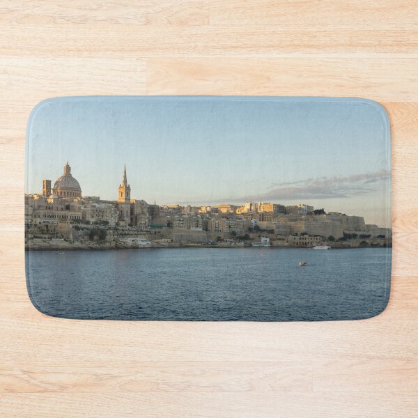 Item preview, Valletta Malta Skyline - Marsamxett Harbour with Tiny Fishing Boats designed and sold by Georgia Mizuleva.