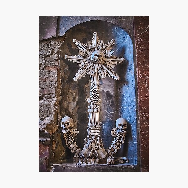 Sedlec Ossuary Monstrance Photo Art, Skull Bone Church Photographic Print