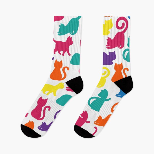 Item preview, My Cat Is My Valentine With Heart Neon Colorful Cats Pet Happy Valentines Day Romantic Matching Socks For Men And Women designed and sold by NOorYES.