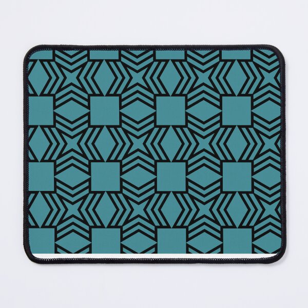 Item preview, Black and Aqua Star Square Shape Tile Pattern - Krylon 2022 Color of the Year Satin Rolling Surf designed and sold by ColorOfTheYears.