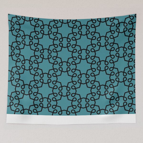 Item preview, Black and Aqua Geometric Swirl Shape Pattern - Krylon 2022 Color of the Year Satin Rolling Surf designed and sold by ColorOfTheYears.