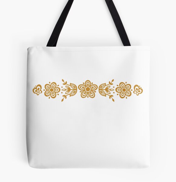 White and cheap gold tote bag