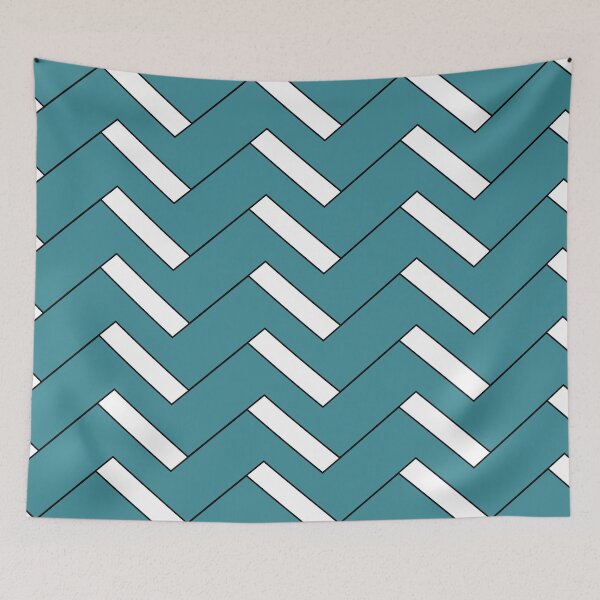 Item preview, Aqua Black White Minimal Zig-zag Stripe Pattern - Krylon 2022 Color of the Year Satin Rolling Surf designed and sold by ColorOfTheYears.
