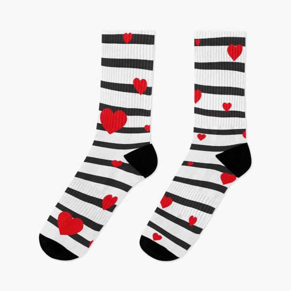 Item preview, Red Black Valentine Seamless Pattern With Heart Happy Valentines Day Romantic Matching Socks For Men And Women designed and sold by NOorYES.