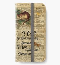 Alice in Wonderland Quote,Cheshire Cat,Vintage Dictionary Art iPhone Wallet/Case/Skin