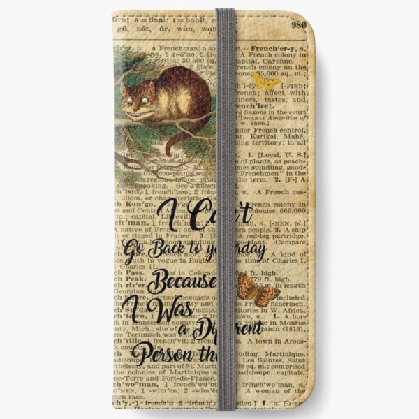 Alice in Wonderland Quote,Cheshire Cat,Vintage Dictionary Art iPhone Wallet