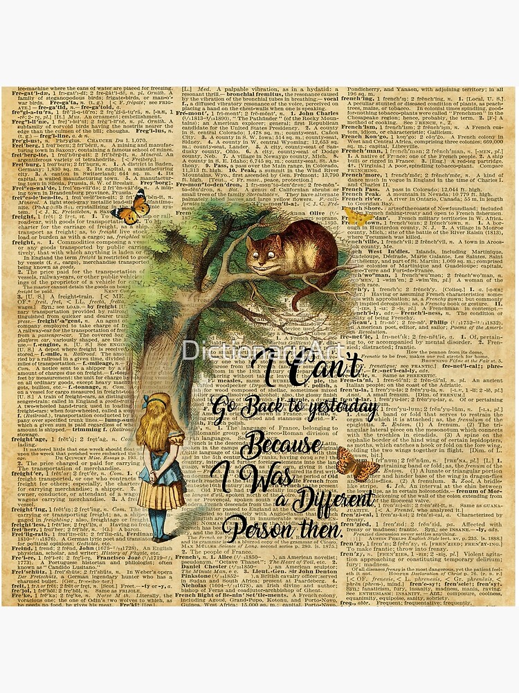 Alice in Wonderland Quotes Dictionary Art Print, Alice in