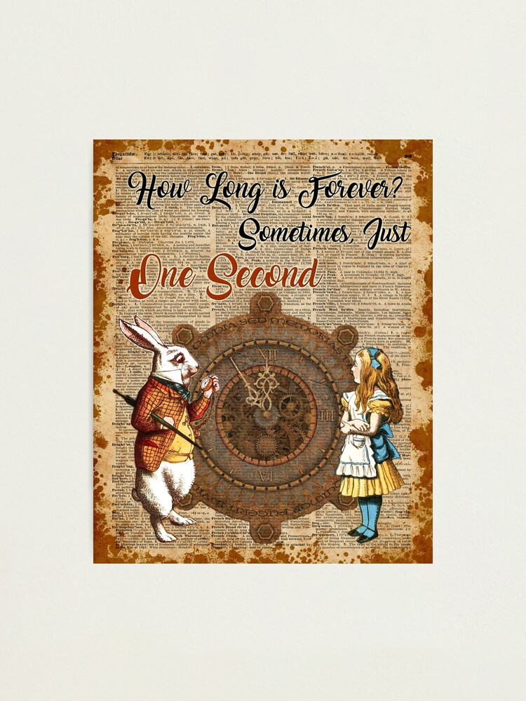Alice in Wonderland Quote Print Vintage Dictionary Picture Wall Art White Rabbit