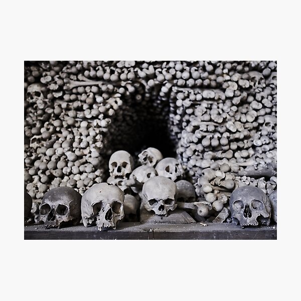 Sedlec Ossuary Skulls Photo Art, Skull Bone Church Photographic Print