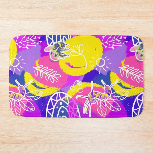 Item preview, Colorful Insects and Plants Seamless Pattern (Blue/Hot Pink/Yellow) designed and sold by techno-mantis.