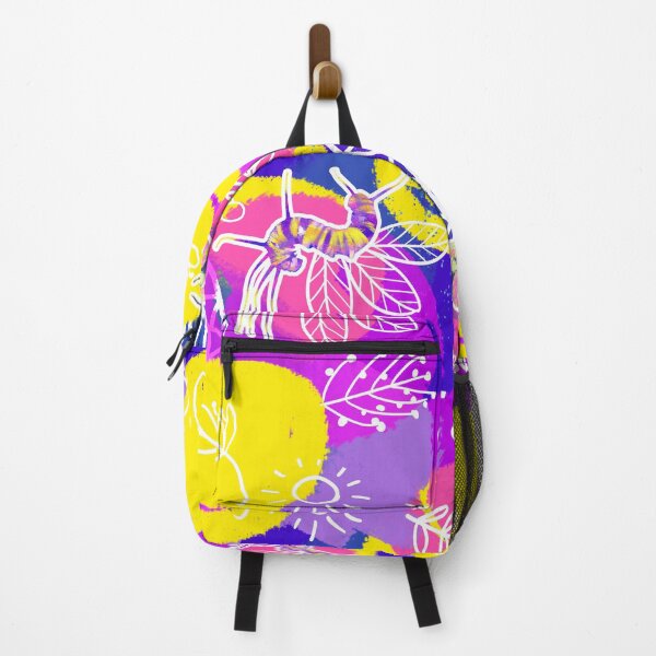 Item preview, Colorful Insects and Plants Seamless Pattern (Blue/Hot Pink/Yellow) designed and sold by techno-mantis.