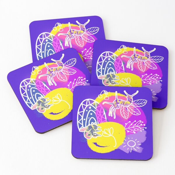 Item preview, Colorful Insects and Plants Seamless Pattern (Blue/Hot Pink/Yellow) designed and sold by techno-mantis.