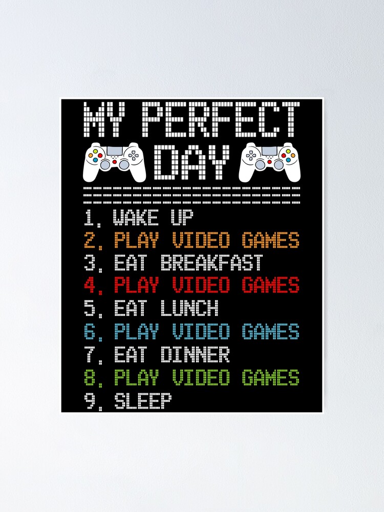 Gamer Daily Routine Funny Gaming Saying Play Video Games