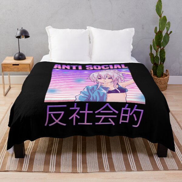 Item preview, Anti Social Japanese Text Aesthetic Vaporwave Anime designed and sold by Hananiah Merch.