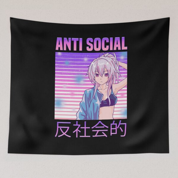 Item preview, Anti Social Japanese Text Aesthetic Vaporwave Anime designed and sold by Hananiah Merch.