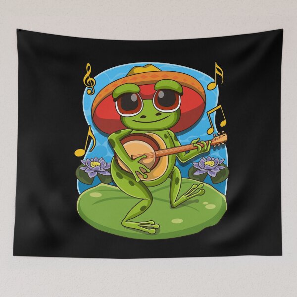 Item preview, Frog Playing Banjo on Mushroom Cute Cottagecore Aesthetic designed and sold by Hananiah Merch.