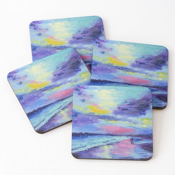 Item preview, Abstract Sunset Seascape Oil Painting Print designed and sold by NatalyMak.