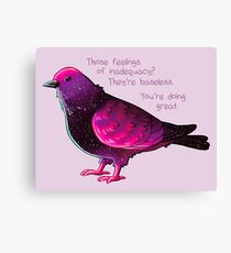 "You're Doing Great" Galaxy Pigeon Canvas Print