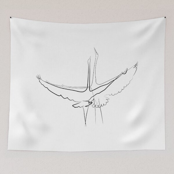 Item preview, Birds Great Egrets one line art • White Heron single line art  designed and sold by evk-art.