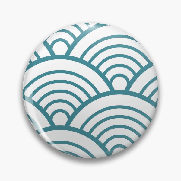 Item preview, Aqua and White Simple Semi-circle Scallop Pattern - Krylon 2022 Color of the Year Satin Rolling Surf designed and sold by ColorOfTheYears.