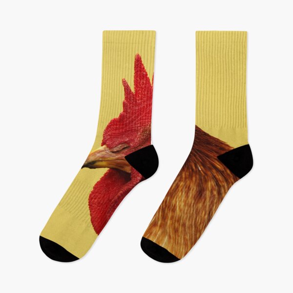 Item preview, Portrait of brown young rooster on a yellow background - close up designed and sold by Michaelerch.