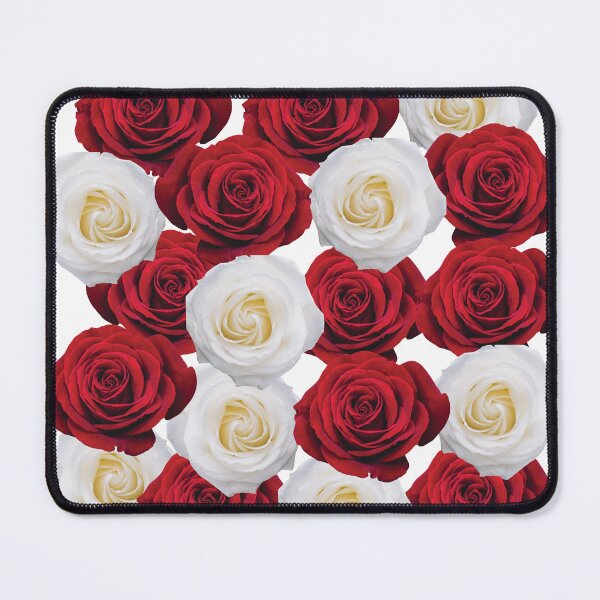 Artikelvorschau, Rote und weiße Rosen auf hellbeige entworfen und verkauft von Yolanda Designs.