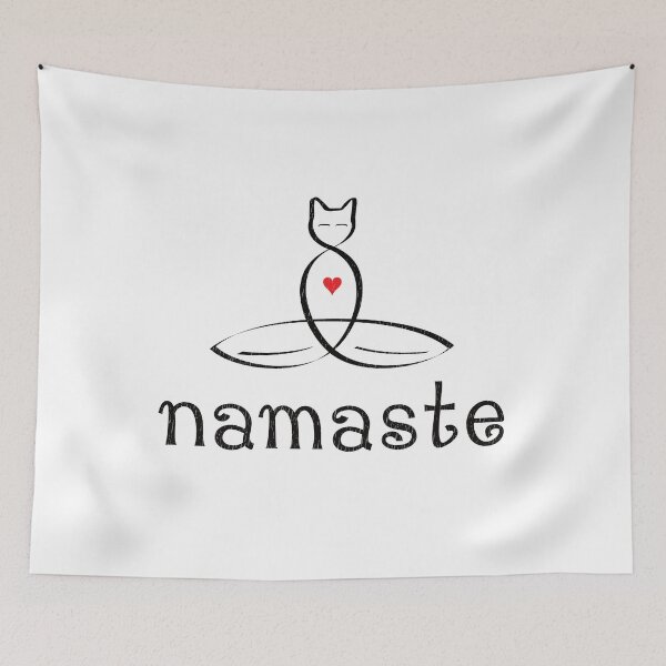 Item preview, Yoga Cat Meditator with "Namaste" in fancy text designed and sold by Mindful-Designs.