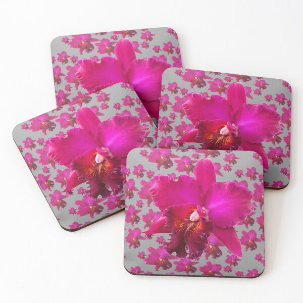 Item preview,  FUCHSIA TROPICAL ORCHIDS  ABSTRACT PATTERNS GREY ART designed and sold by sharlesart.