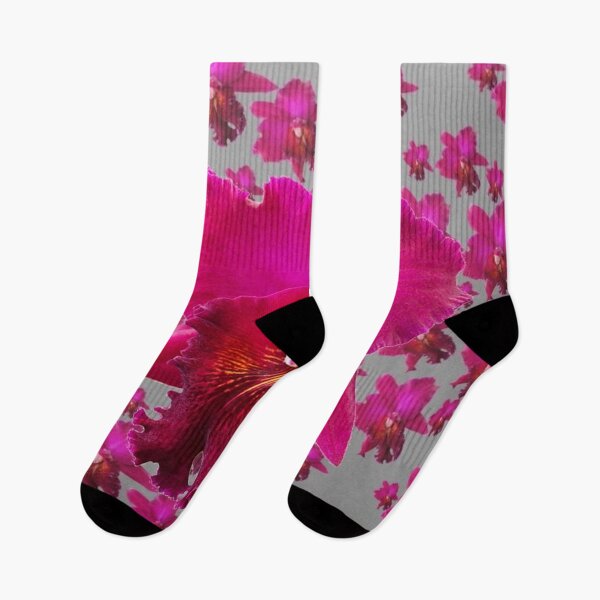 Item preview,  FUCHSIA TROPICAL ORCHIDS  ABSTRACT PATTERNS GREY ART designed and sold by sharlesart.