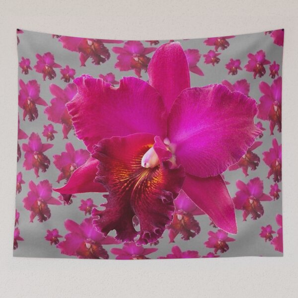 Item preview,  FUCHSIA TROPICAL ORCHIDS  ABSTRACT PATTERNS GREY ART designed and sold by sharlesart.