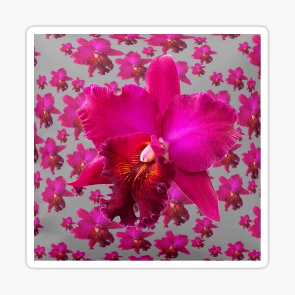 Item preview,  FUCHSIA TROPICAL ORCHIDS  ABSTRACT PATTERNS GREY ART designed and sold by sharlesart.